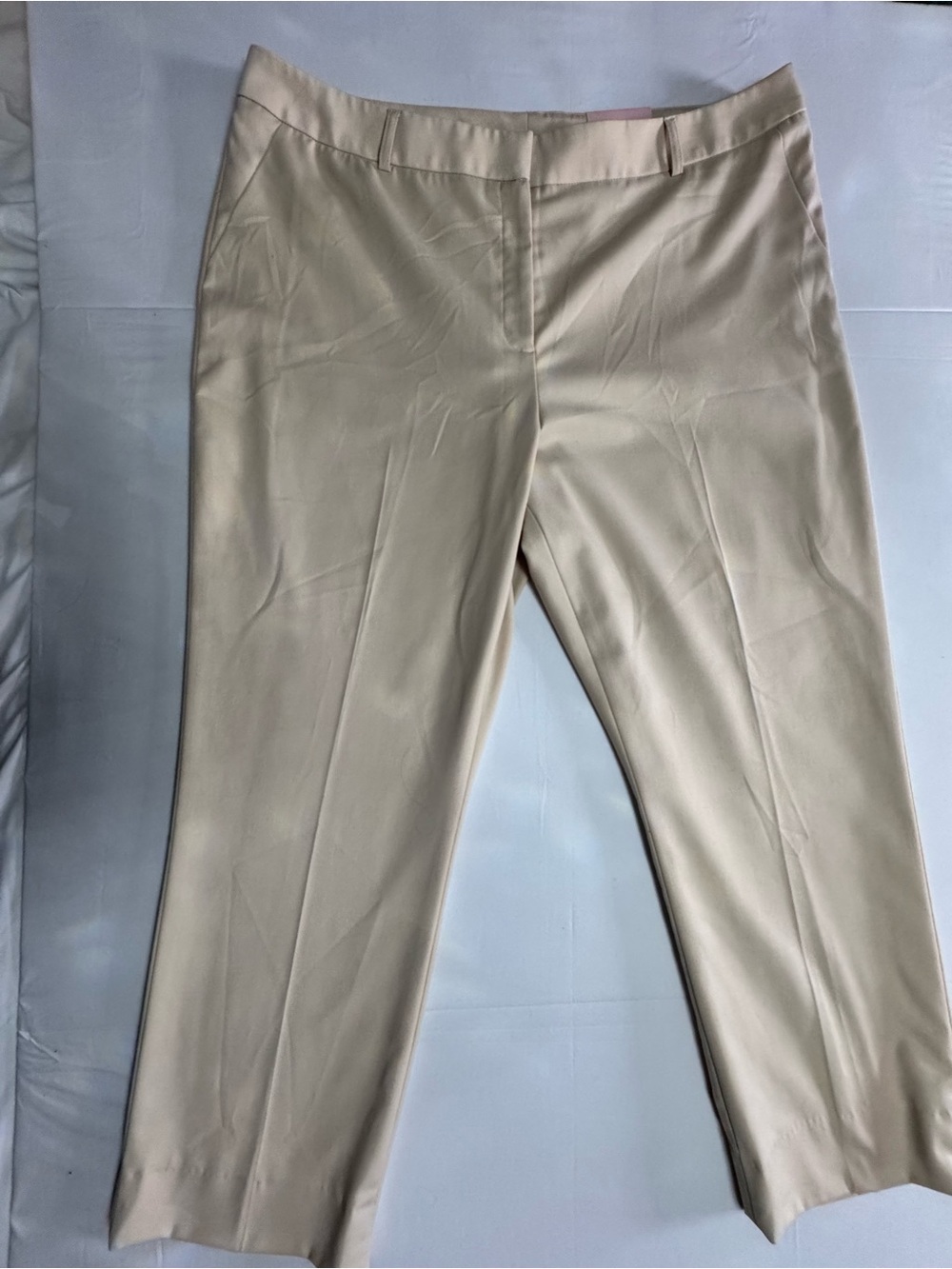 Maripe Beige Cropped Straight-Leg Dress Pants